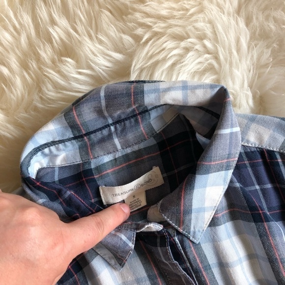 Treasure & Bond Classic Plaid Shirt Blue Small - Picture 7 of 11
